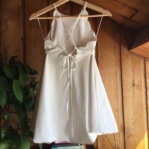 Lulu’s Backless A-Line Scalloped Apron Dress White